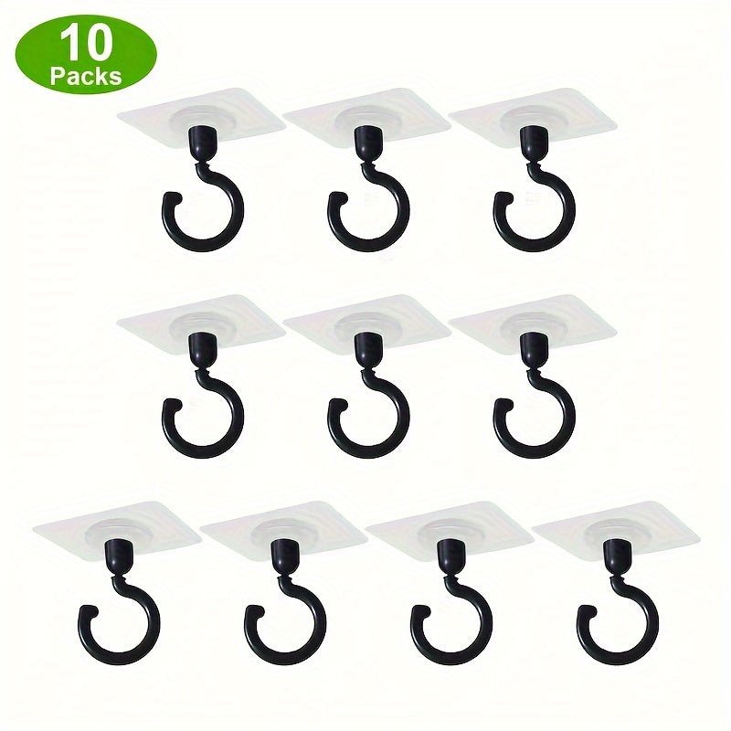 10pcs 360°Rotating Self Adhesive Ceiling Hooks - Heavy Duty Swivel Hook Hangers for Kitchen Bathroom Home and Office Hanging Key Coat Towel. - My Store